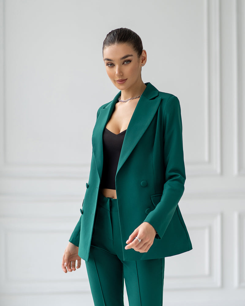 Green Double Breasted Suit 2-Piece – ELAGIA