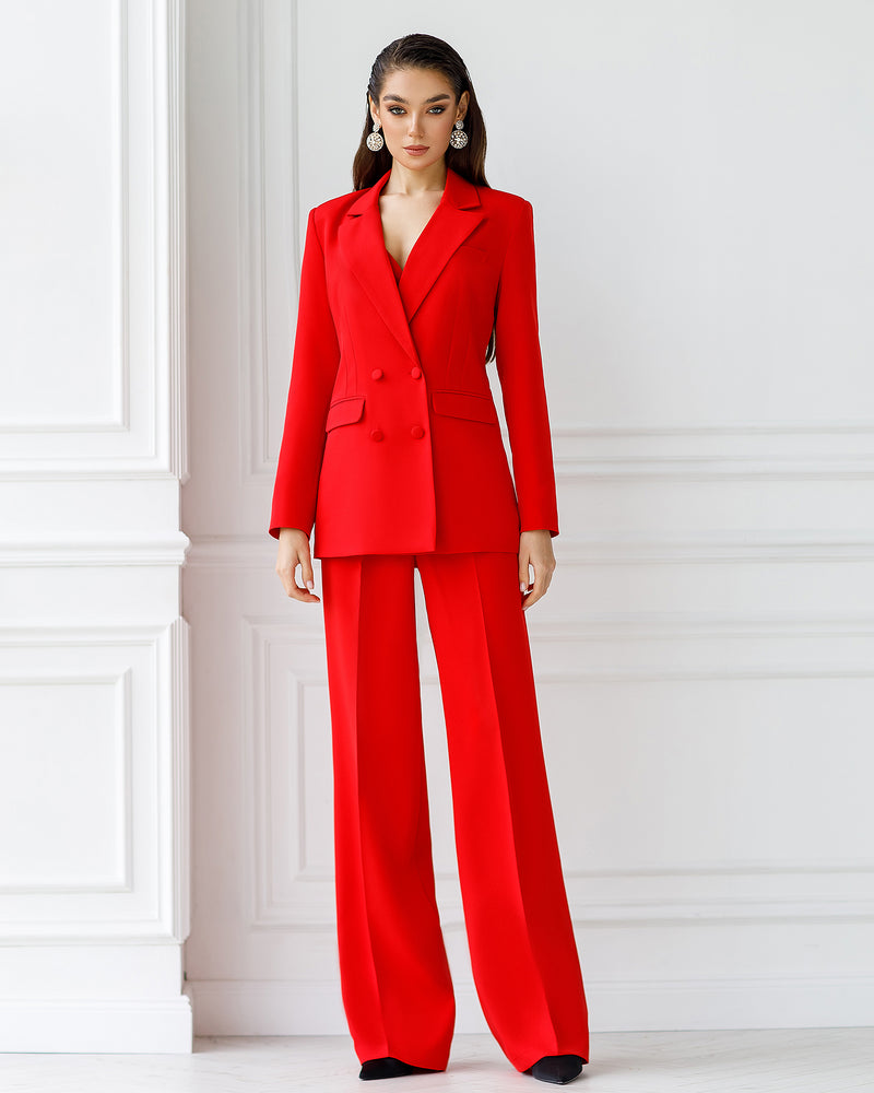 Red Double Breasted Suit 3-Piece – ELAGIA