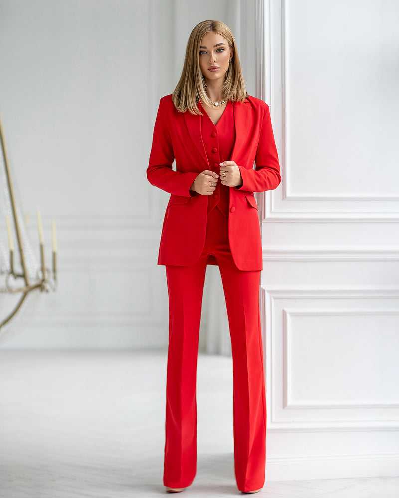 Red Regular-Fit 3-Piece Suit – ELAGIA