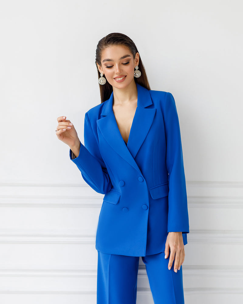 Blue Double Breasted Suit 3-Piece – ELAGIA