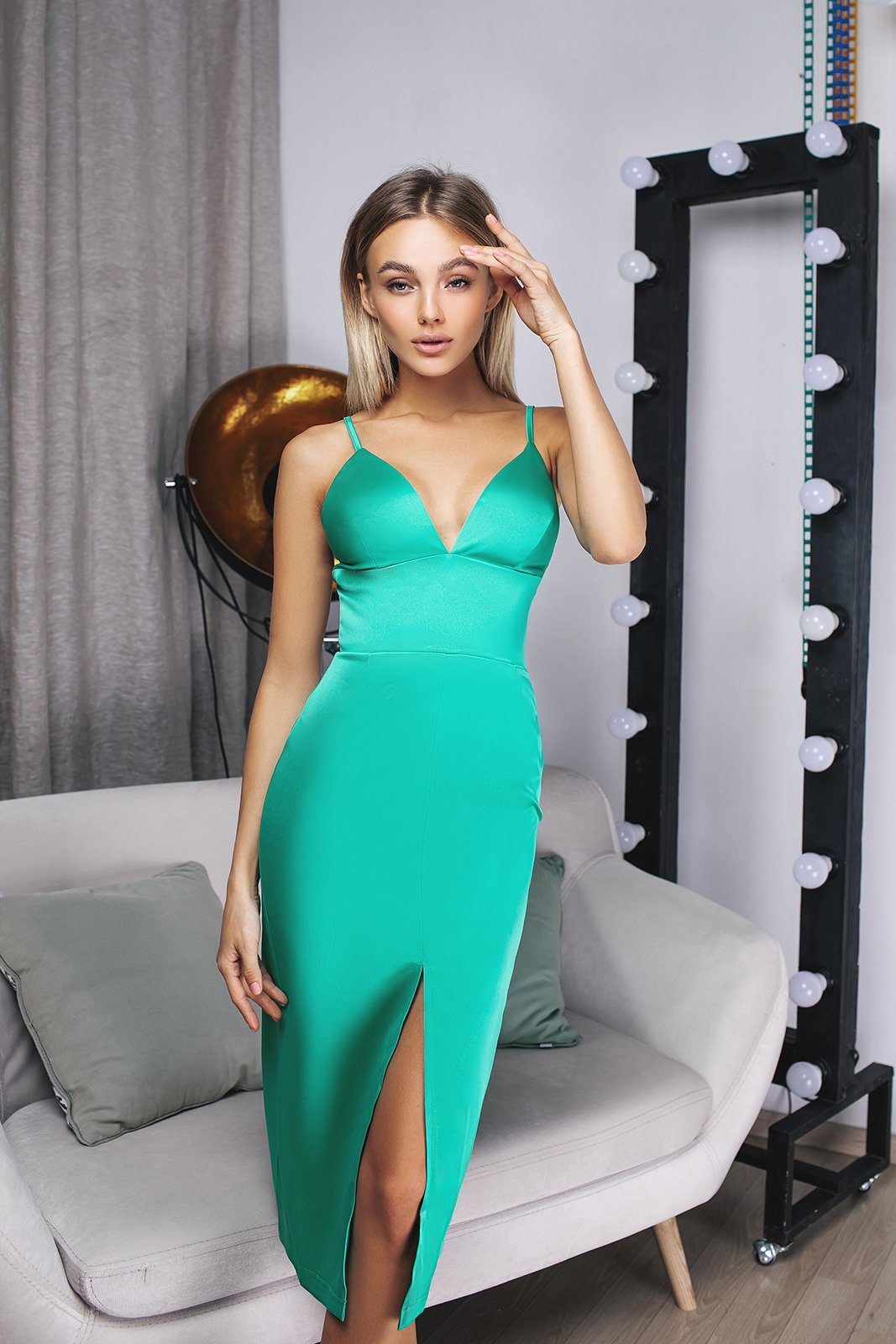 V-neck Slip Satin Dress