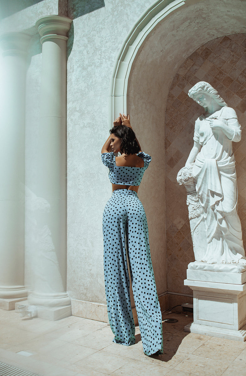 Mint Polka Dot Top & Pants 2-Piece Set