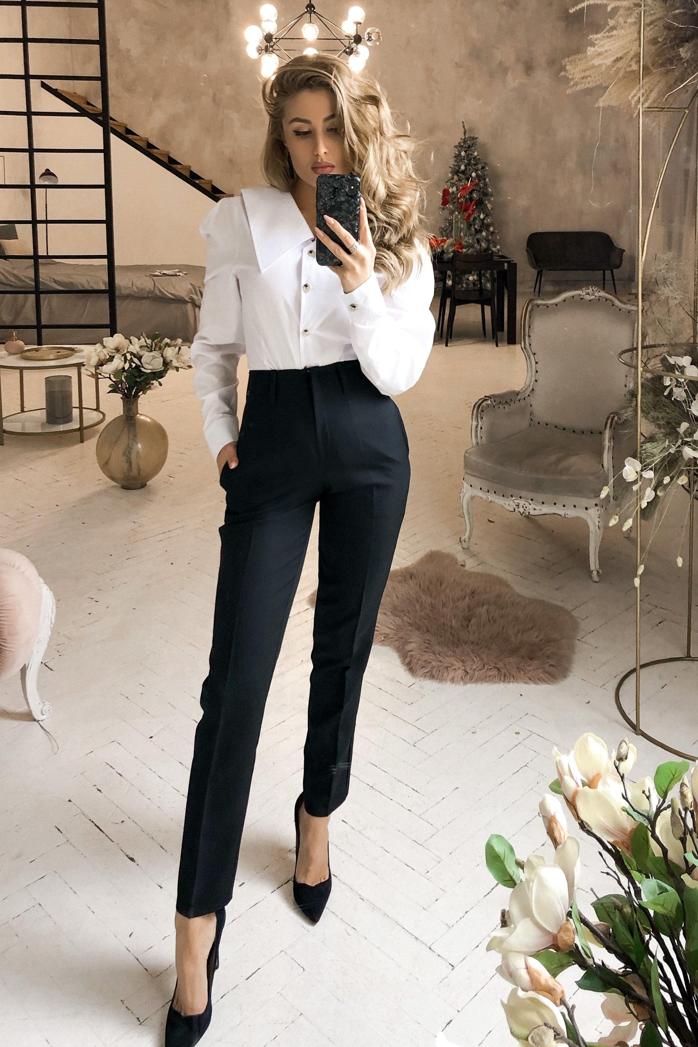 Black High Waisted Regular Fit Pants