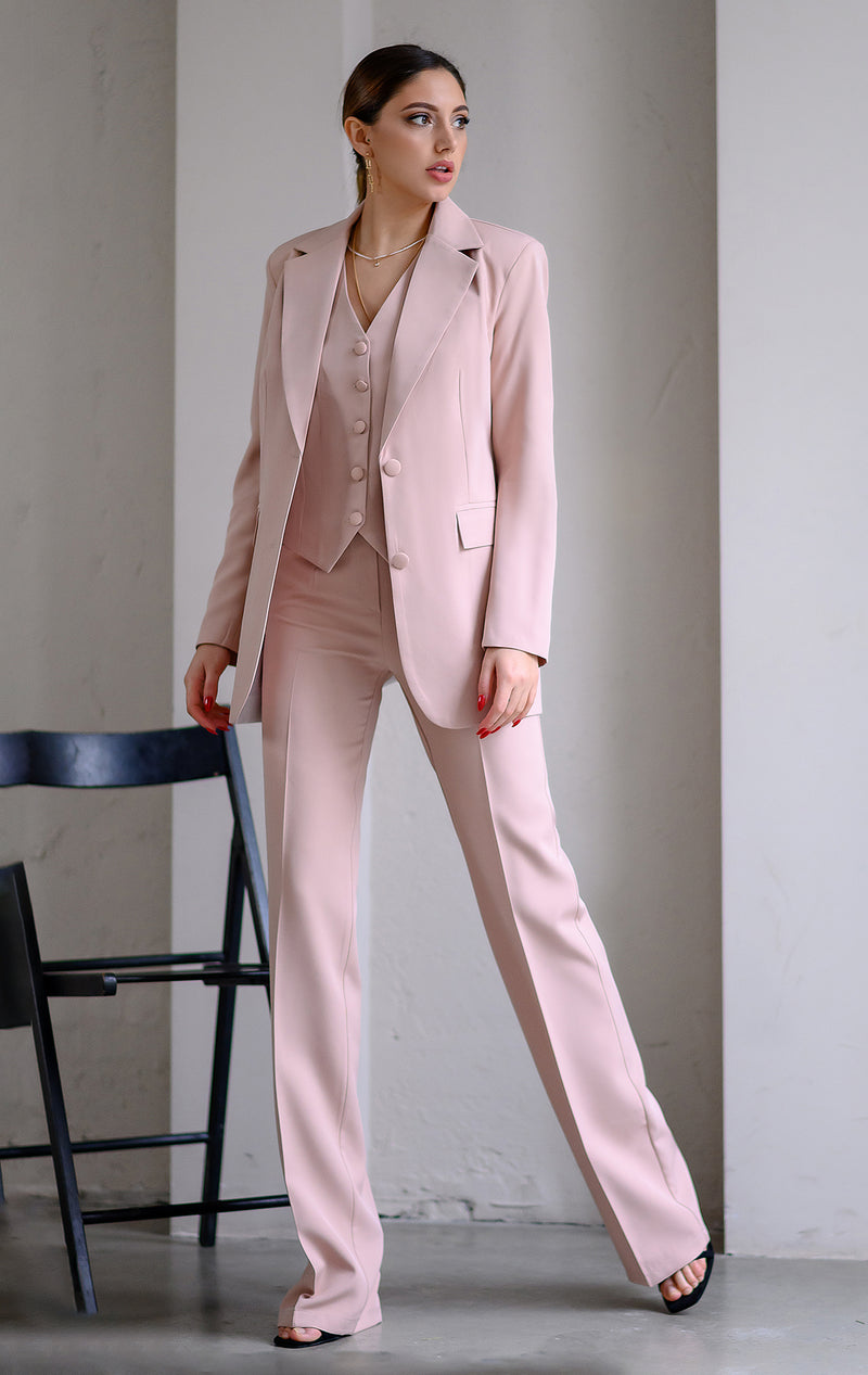 Beige Regular-Fit 3-Piece Suit – ELAGIA