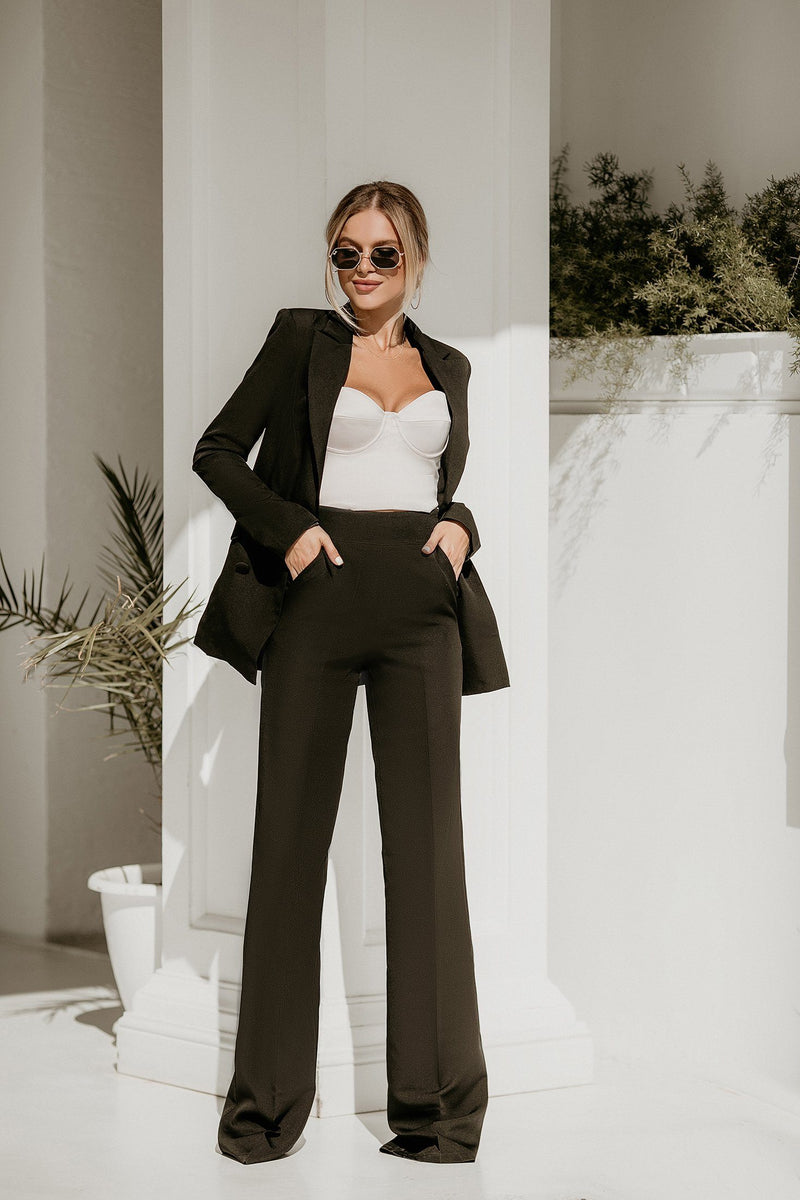 Black Belted Double Breasted Suit 2-Piece – ELAGIA