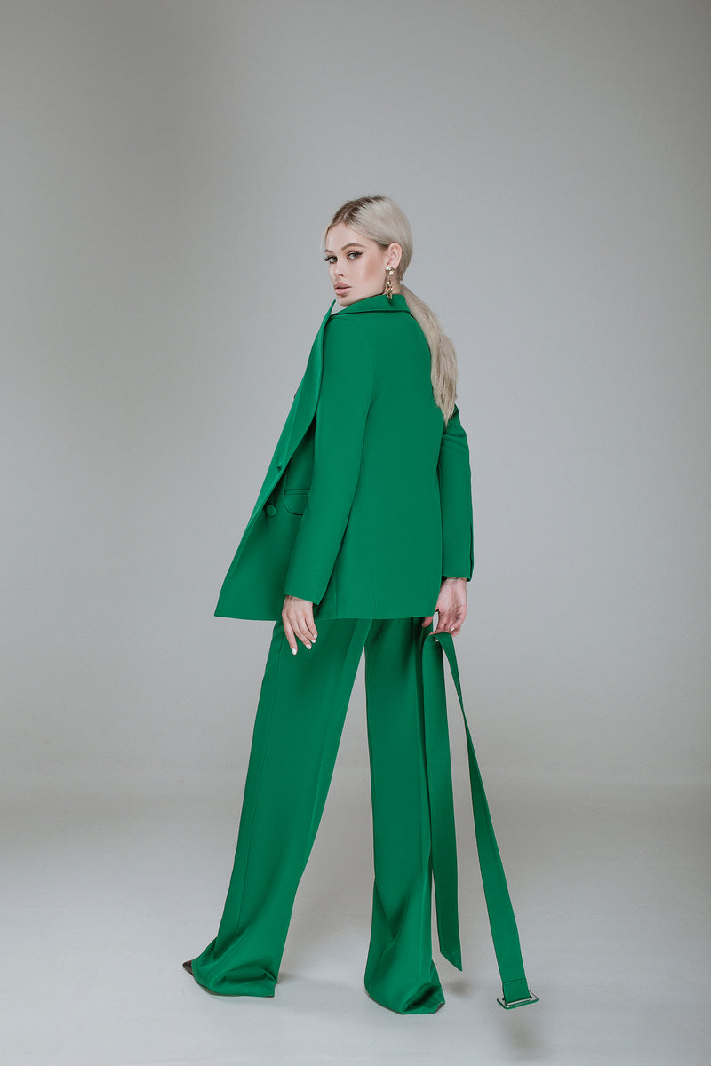 Green Belted Double Breasted Suit 2-Piece – ELAGIA