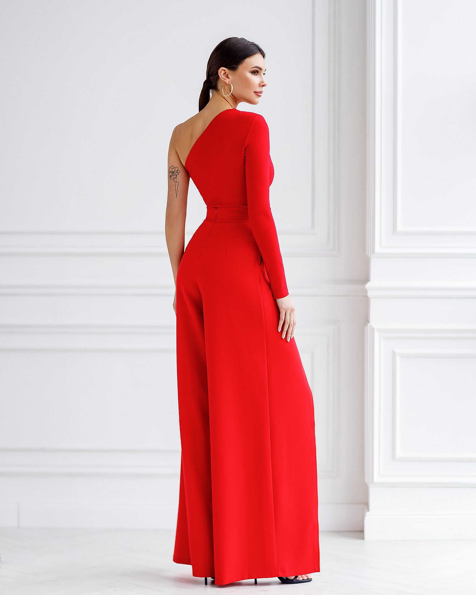 Red High Waist Slit Cuff Ð¡ulottes