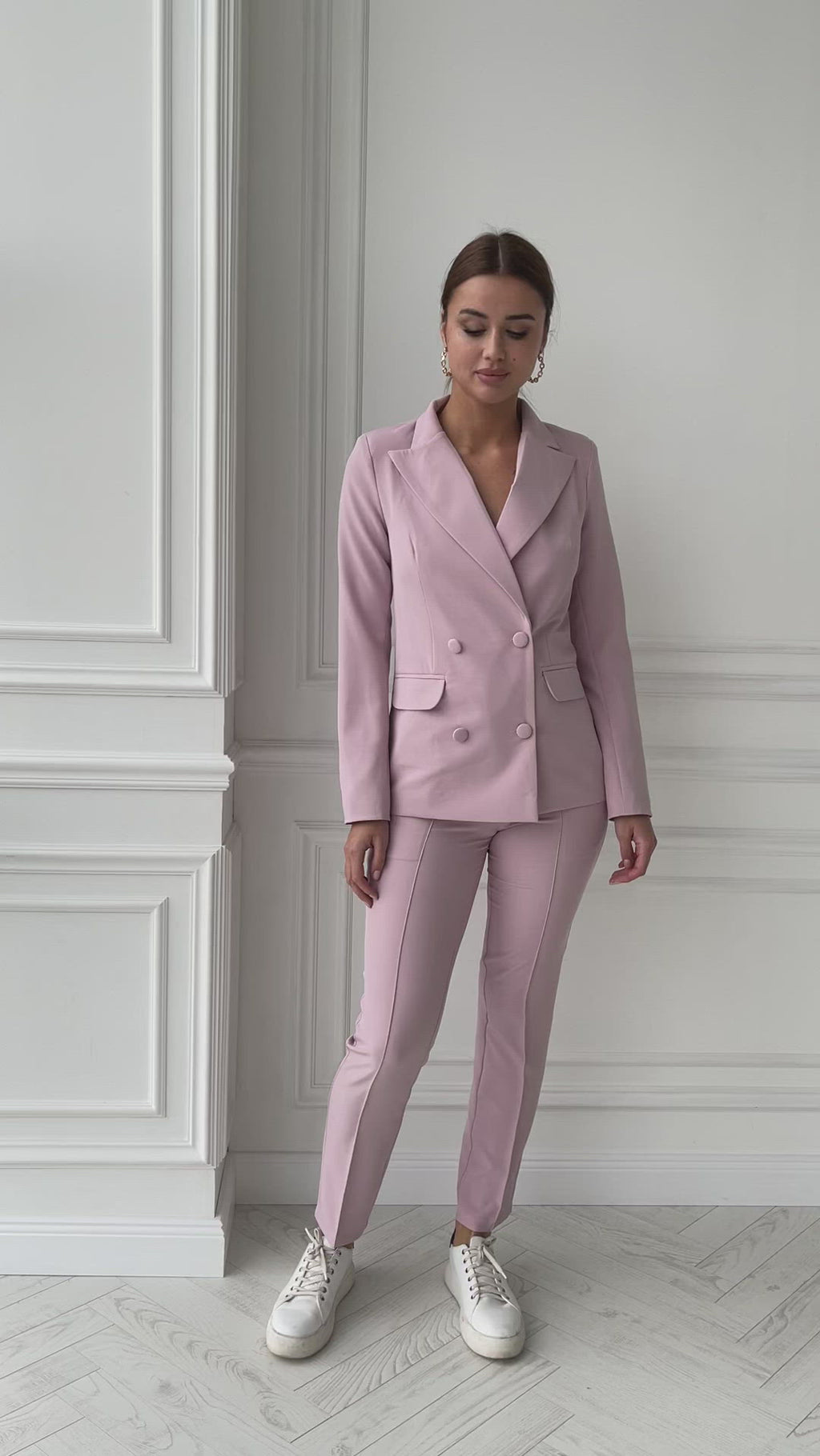 Dusty Pink Double Breasted Suit 2-Piece – ELAGIA