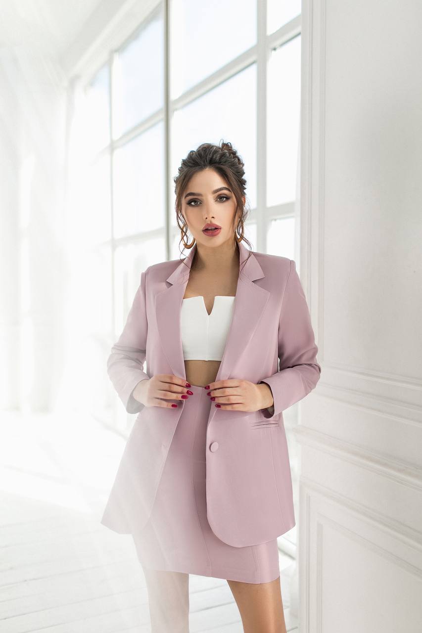 Pink Formal Skirt Suit 2-Piece