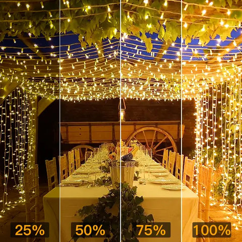 Ollny's 400 leds clear cable warm white string lights with 4 brightness levels - mobile size