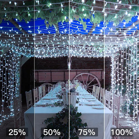 Ollny's 400 leds clear cable cool white string lights with 4 brightness levels - mobile size