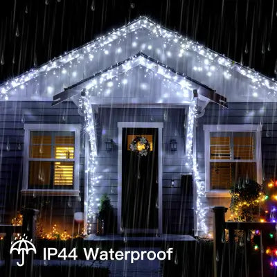 Ollny's 396 led 32ft cool white icicle lights are IP44 waterproof