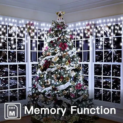 Ollny's 486 leds cool white icicle lights with memory function