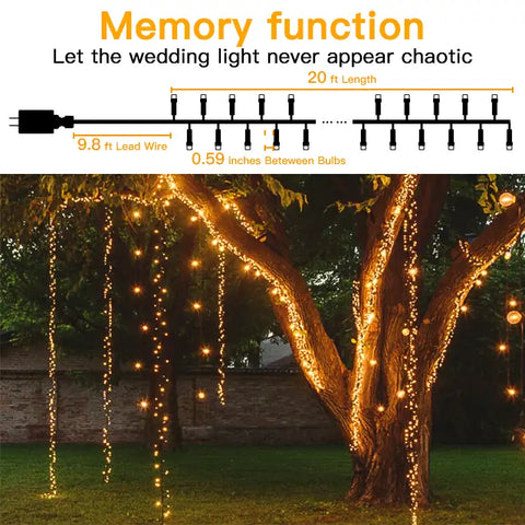 Ollny's 400 leds warm white wedding cluster lights with memory function - mobile size