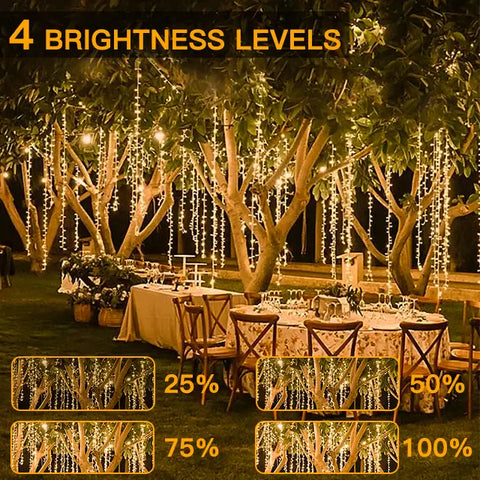 Ollny's 400 leds warm white wedding cluster lights with 4 brightness levels - mobile size