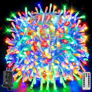 Ollny 800 LED 262ft Multicolor Christmas String Lights (Clear Cable, Plug in, 8 Modes, IP44 Waterproof) - Ollny