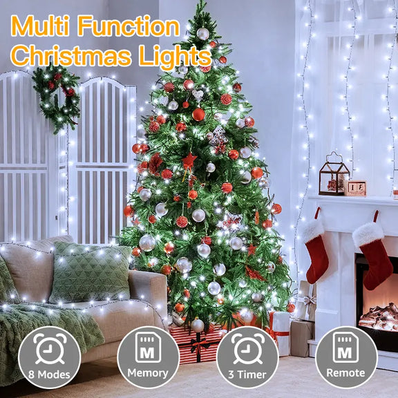 330ft 1000LED Christmas Lights with Reel, 8 Modes & Timer Remote, Clea –