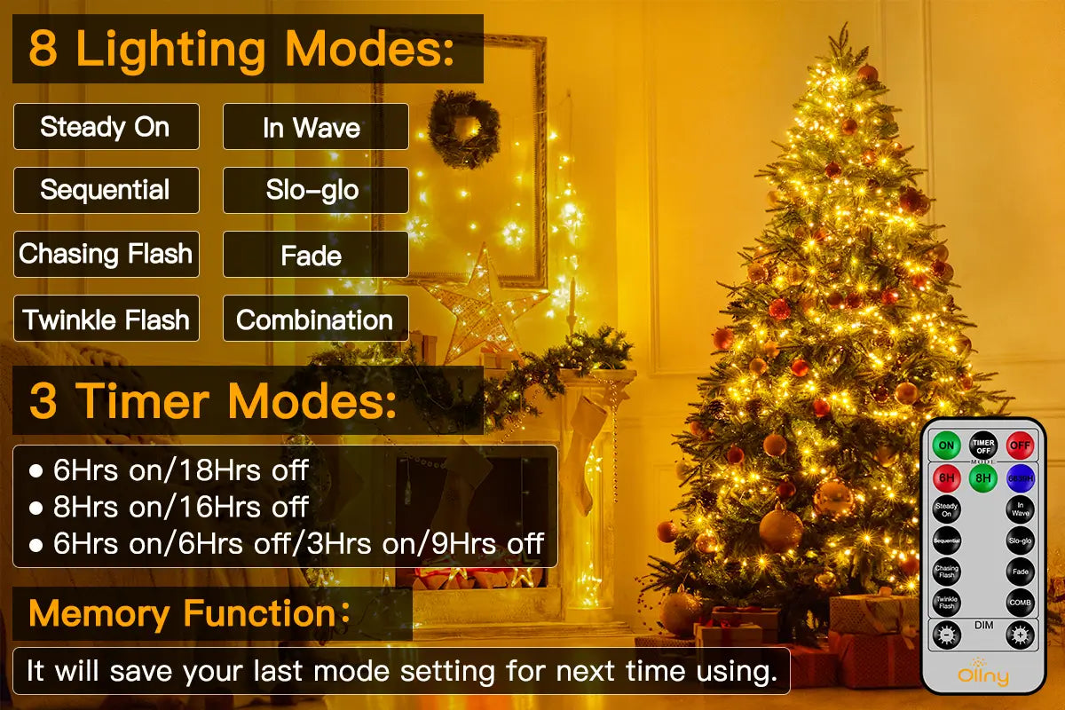 Ollny's 800 leds 262ft warm white Christmas lights are super long and super bright