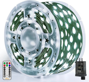 Ollny 800 LED 262ft Cool White IP67 Waterproof Christmas String Lights (Green Wire, Plug in, 8 Modes) - Ollny - String Lights Cool White
