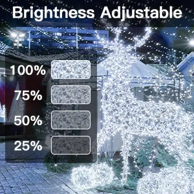 Ollny's 800 leds cool white IP67 waterproof Christmas lights with 4 brightness levels