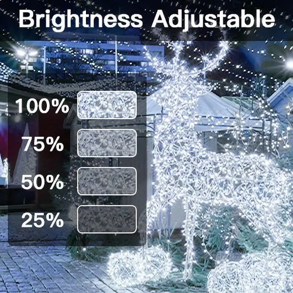Ollny's 1000 leds cool white Christmas lights with 4 brightness levels
