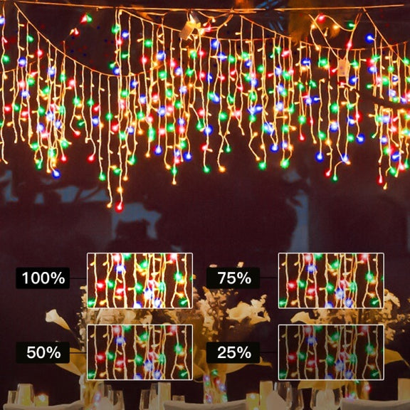 Ollny's 306 leds warm white/multicolor icicle lights with 4 brightness levels