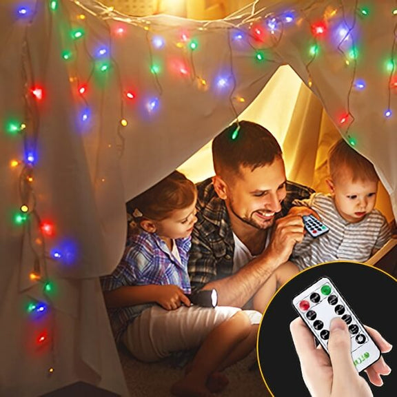 Ollny's 306 leds warm white/multicolor icicle lights with remote control