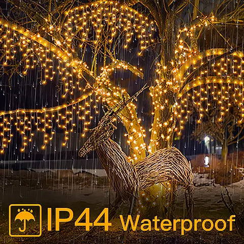 Ollny's 594 leds multicolor icicle lights are IP44 waterproof