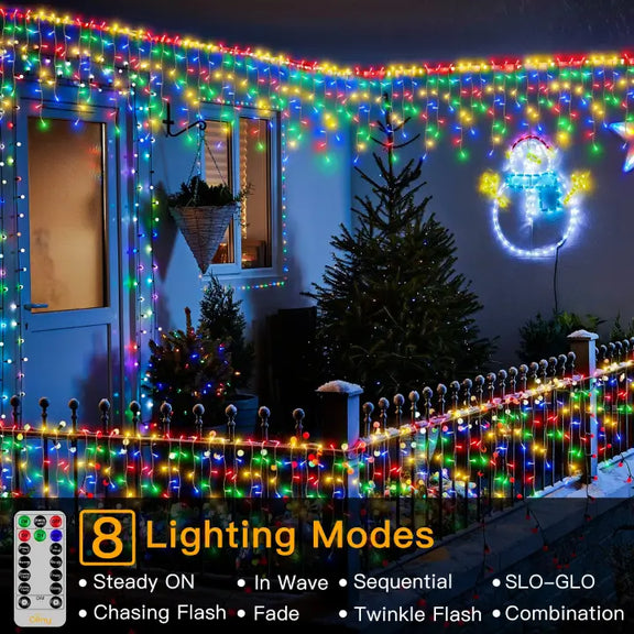 Ollny's 486 leds multicolor icicle lights with 8 lighting modes