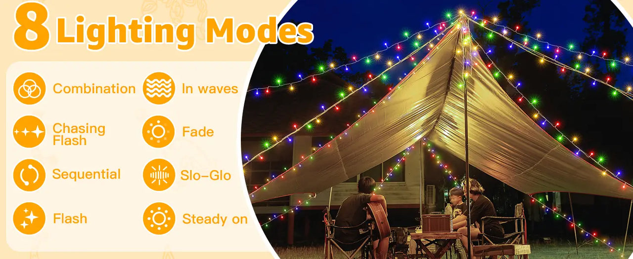 Features of Ollny's 800 leds green cable warm white string lights