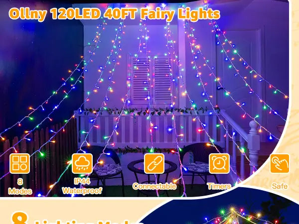Features of Ollny's 800 leds green cable warm white string lights
