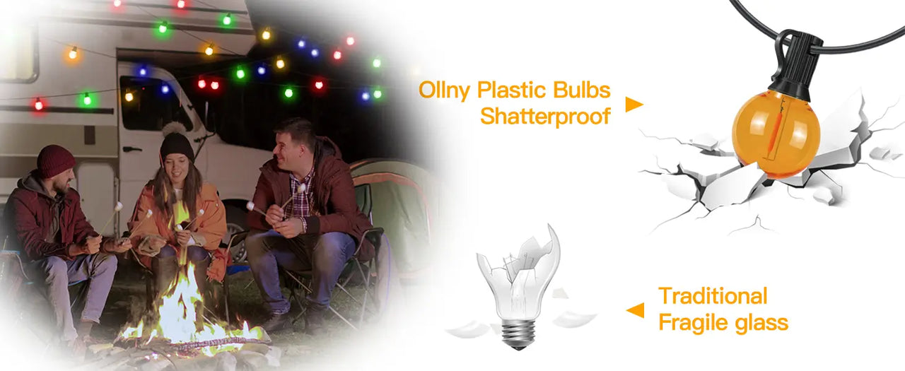 Features of Ollny's 50ft G40 outdoor string lights