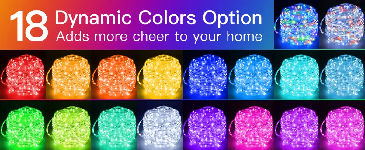 Features of Ollny's 100 leds 33ft color changing rope light