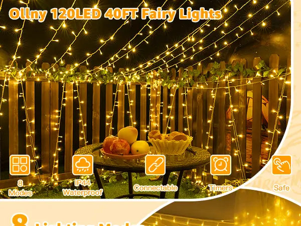 Features of Ollny's 800 leds green cable warm white string lights