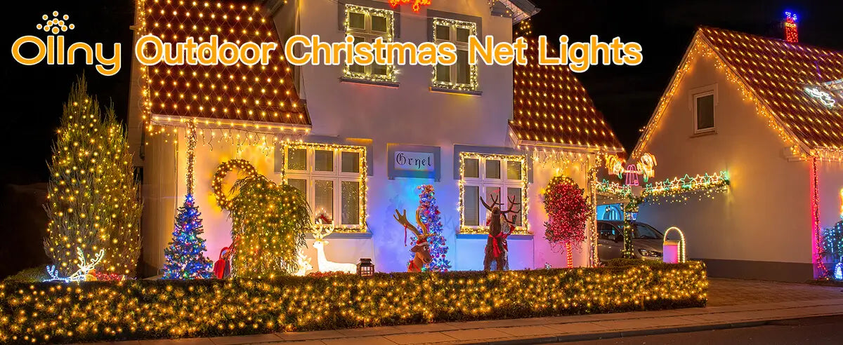 Ollny's 200 leds warm white IP67 net lights for Christmas