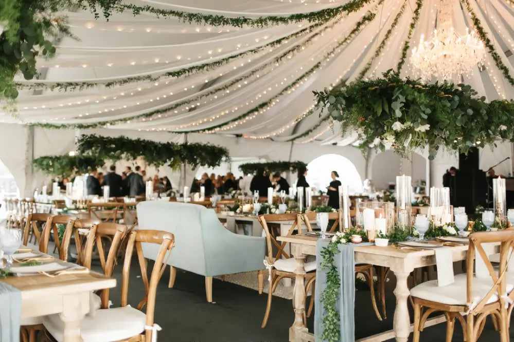 fairy lights around ceiling