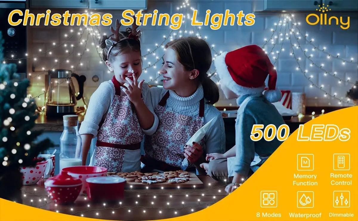 Features of Ollny's 500 leds cool white Christmas lights