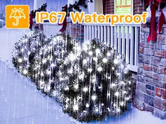 Ollny's 200 leds clear wire cool white net lights are IP67 waterproof