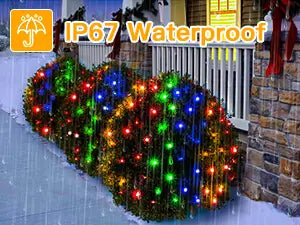 Ollny's 200 leds clear wire multicolor net lights are IP67 waterproof