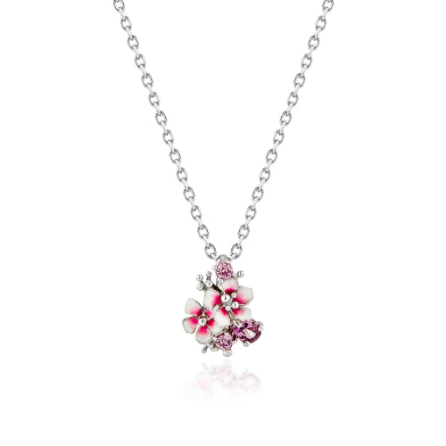 Cherry Blossom Pendant Necklace in Pink Gold