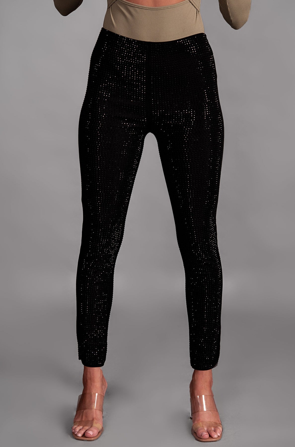 Leggings embellished with rhinestones Black / Gray