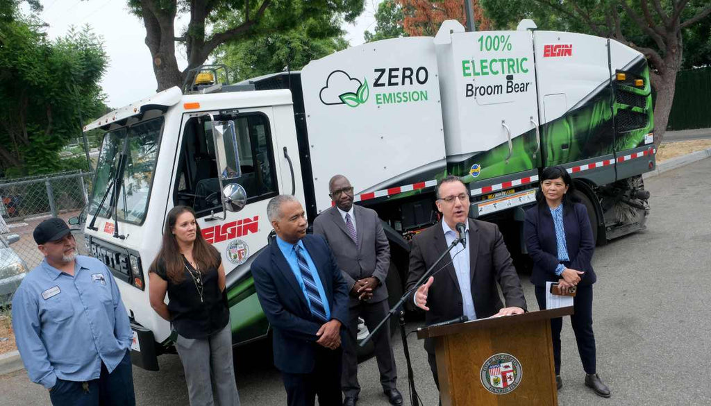 L.A. City officials unveiled the city’s first electric street sweeper