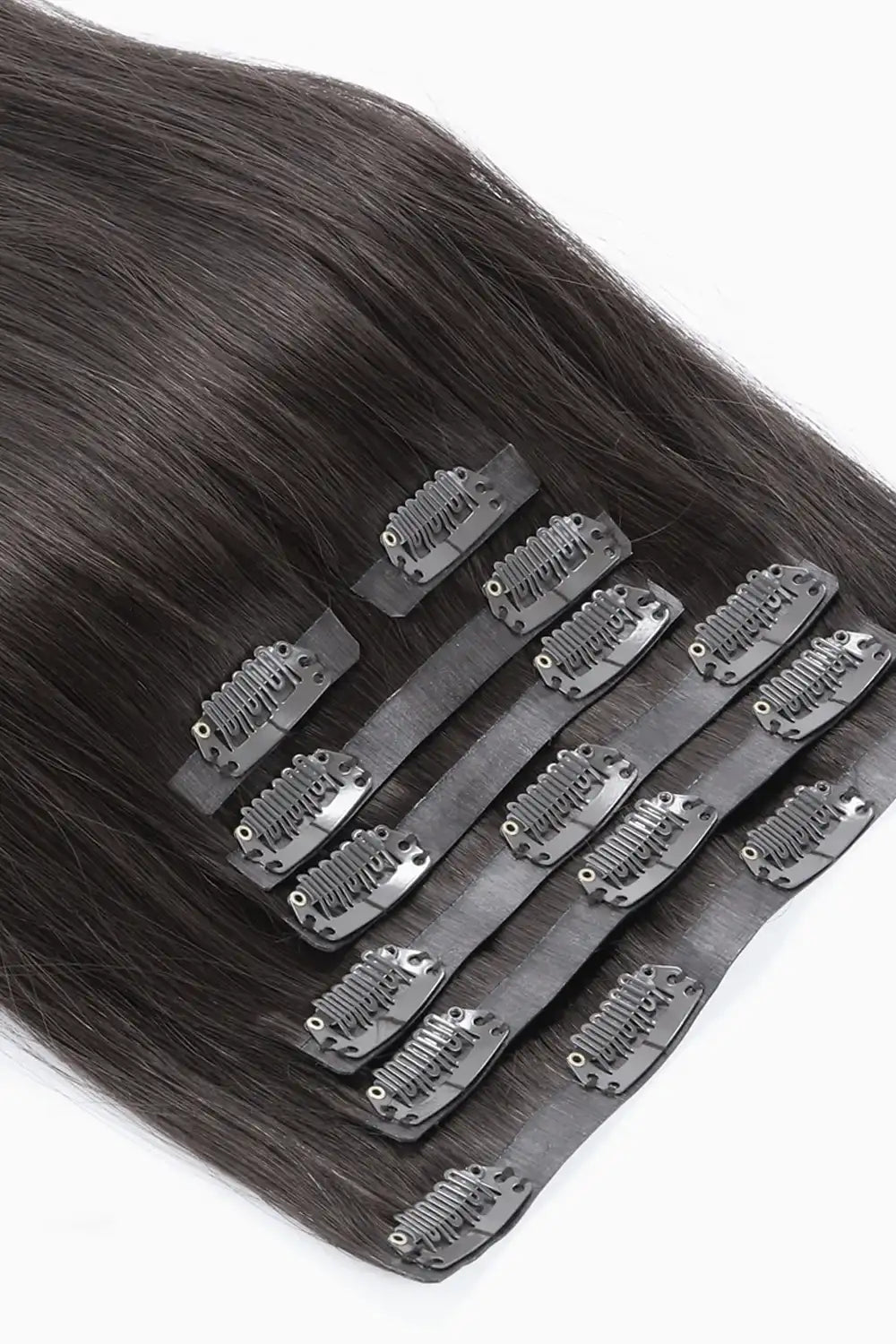 Seamless Clip in Hair Extensions Silicone Weft Body Wave Black Hair 16“ / Natural / 120g