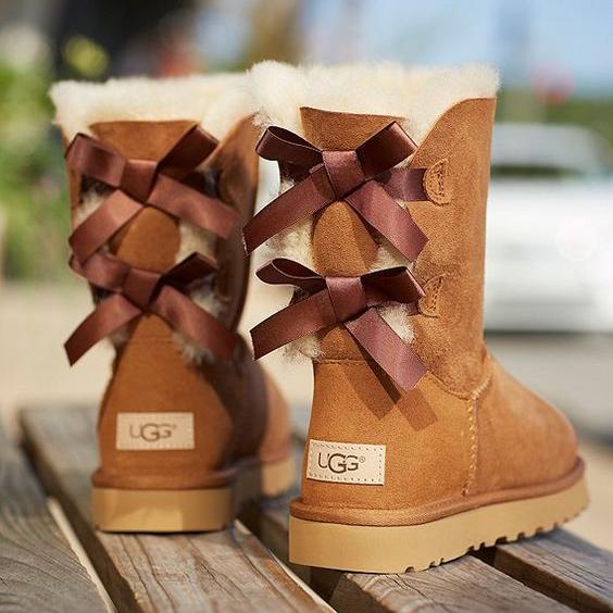 UGG Bow Leather Shoes Boots Winter Half Boots Boots Shoes