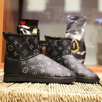 Louis vuitton LV UGG men's and women's mid cut snow boots with full