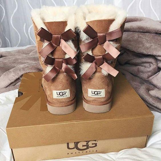 UGG Bow Leather Shoes Winter Half Boots Shoes