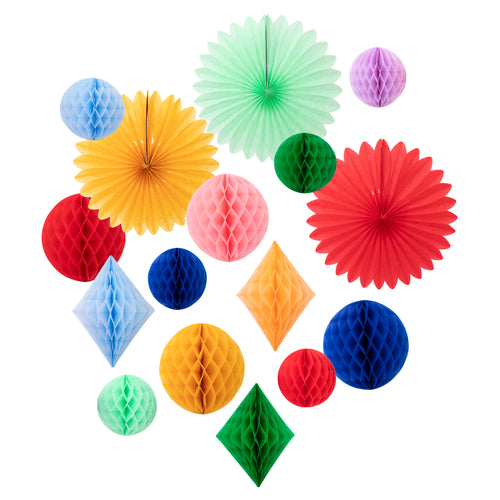 6 Rainbow Colorful Hang Art Tissue Paper 25” Fans Party Home