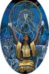 American Indian Holding a Dream Catcher