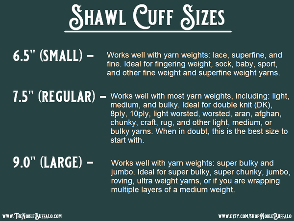 Shawl Cuff Size Chart