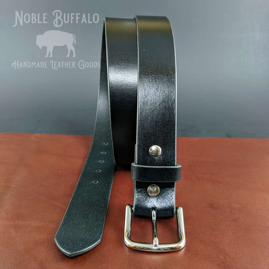 Made in USA 1.5 inch Black Genuine Leather Belt